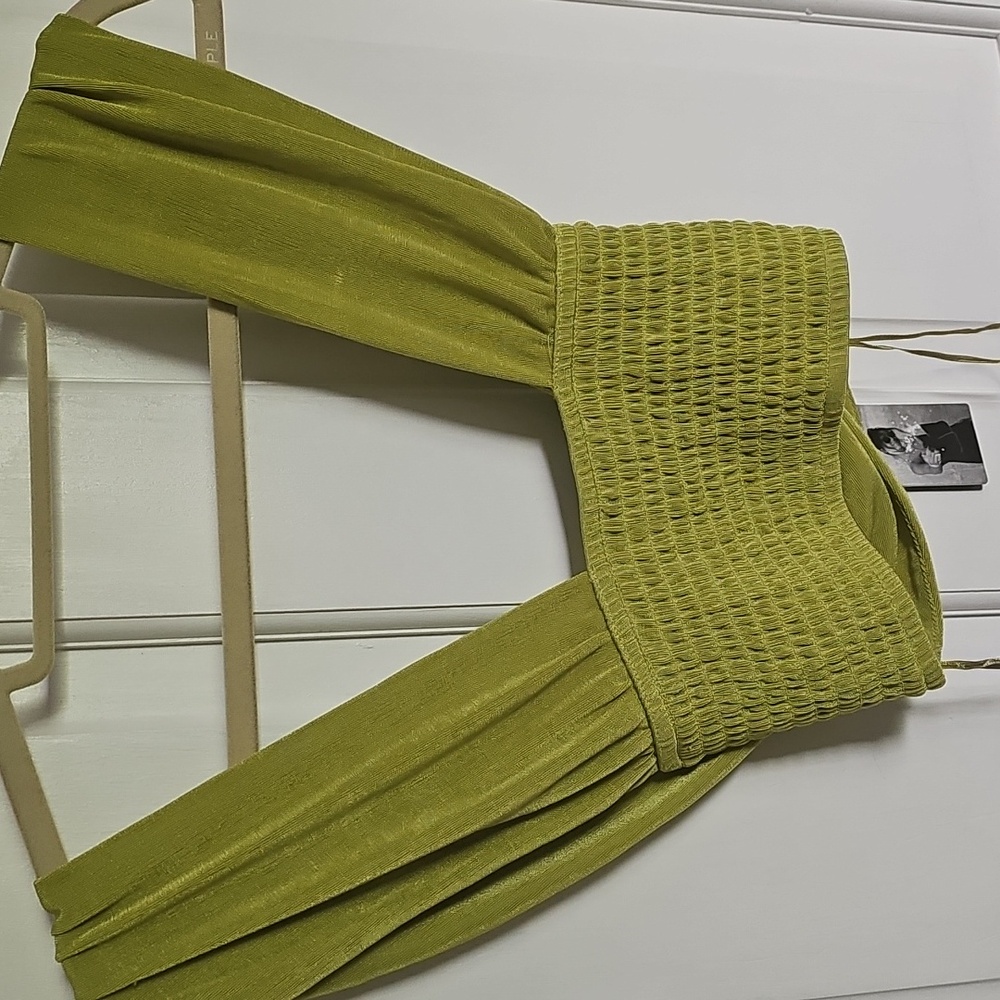 NWT Sincerly Jules Green Ruched Sleeveless Crop Top - Picture 4 of 4